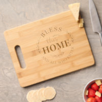 Bless this Home Leaf Wreath Cutting Board