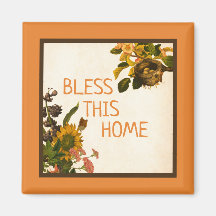 BLESS THIS HOME Orange & Brown Autumn Floral