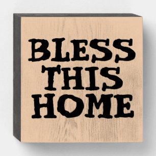 BLESS THIS HOME RUSTIC Wood Box Sign
