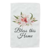 Bless This Home Watercolor Floral Design Outdoor