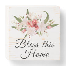 Bless This Home Watercolor Floral Design