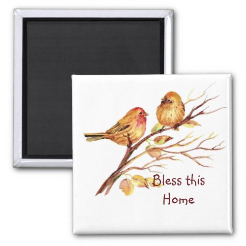 Bless this Home with Cute Sparrow Birds Magnet