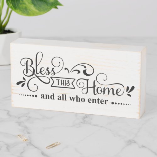 Bless This Home Wooden Farm House Box Sign