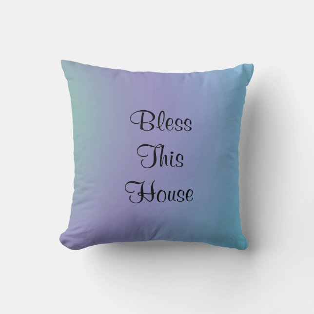 Bless This House, Peace, Violet Blue Square Throw Pillow (Front)