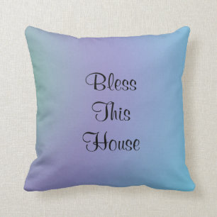 Bless This House, Peace, Violet Blue Square Throw Pillow