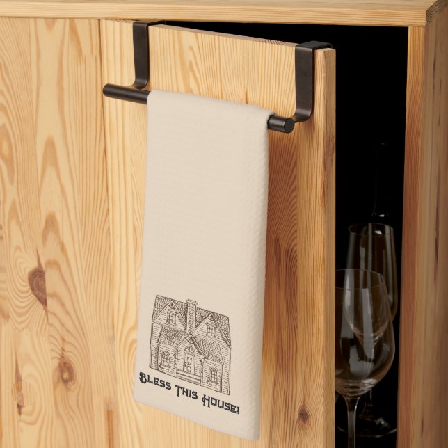 Bless This House w/ text & image template 60 x 104 Kitchen Towel (Thirds Fold)