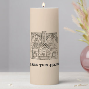 Bless This House w/ text & image templates  Pillar Candle