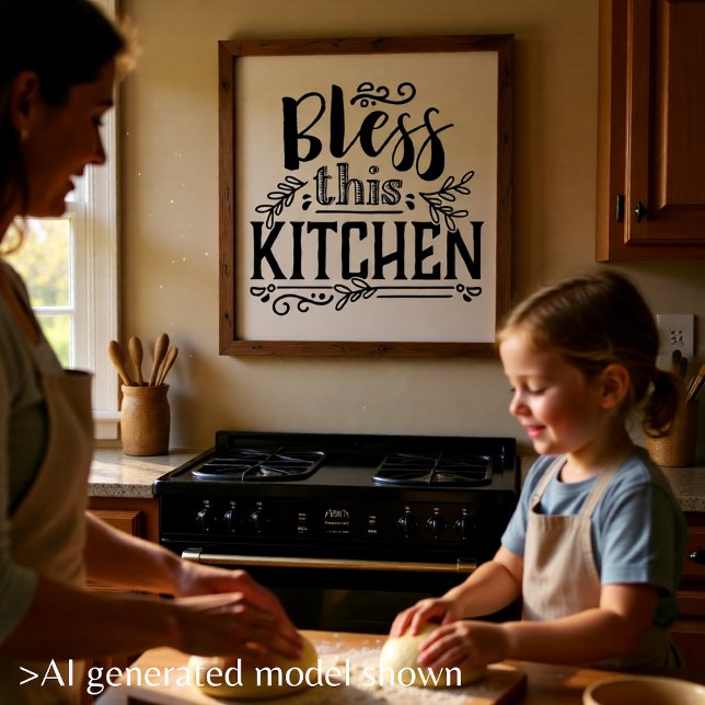 Bless This Kitchen Farmhouse Script Poster (Bless This Kitchen Farmhouse Script Poster)