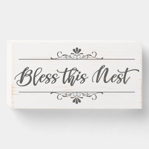 Bless This Nest Thankful Blessings Gratitude Quote Wooden Box Sign