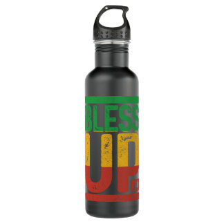 Bless Up Reggae Music Rastafari Lion Of Judah Rast Stainless Steel Water Bottle