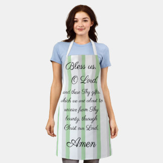 Bless us O Lord Green Gray Apron