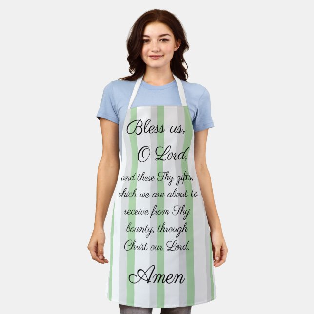 Bless us O Lord Green Gray Apron (Worn)