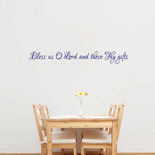 Bless Us O Lord Navy Blue Wall Sticker Quote