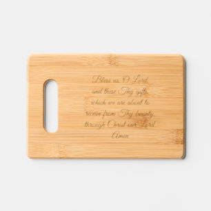 Bless Us O Lord Prayer Elegant Script Engraved Cutting Board