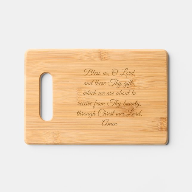 Bless Us O Lord Prayer Elegant Script Engraved Cutting Board (Front)