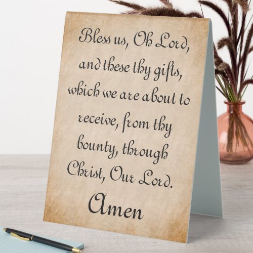 Bless Us Oh Lord Mealtime Prayer Tabletop Sign