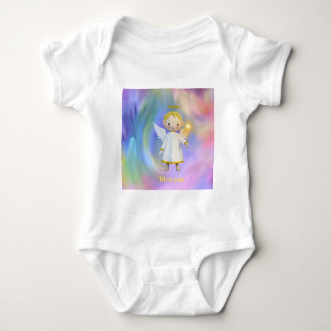 ´Bless You´ rainbow-white baby bodysuit (Front)