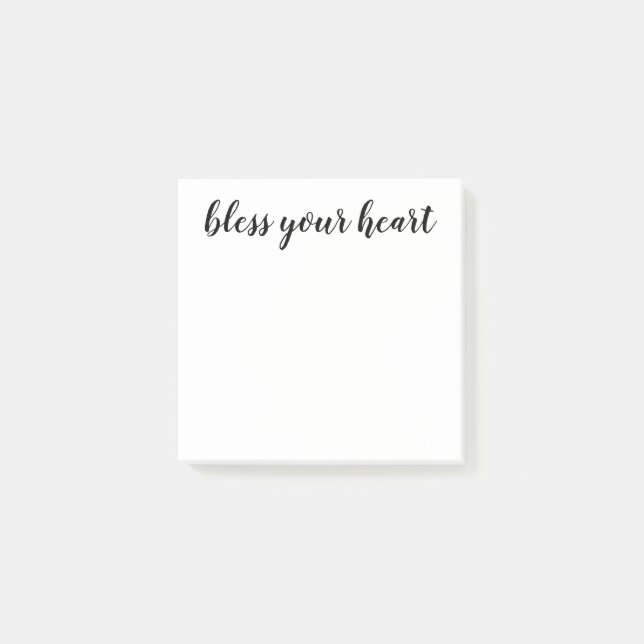 Bless Your Heart Black Script Post-it Notes (Front)