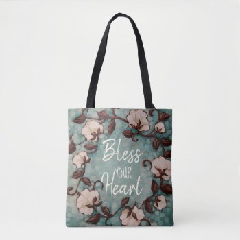 "bless Your Heart" Cotton Wreath Custom Tote Bag by JustBeeNMeBoutique at Zazzle