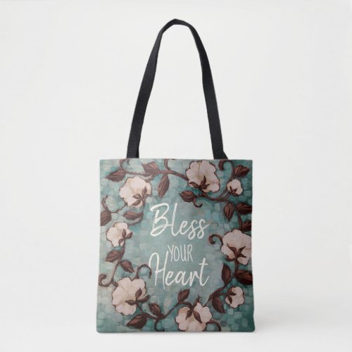 Bless your Heart Cotton Wreath Custom Tote Bag