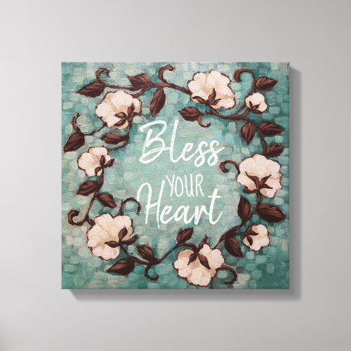 Bless your Heart Cotton Wreath Stretched Canvas