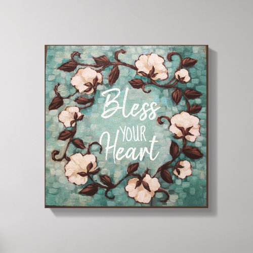 Bless your Heart Cotton Wreath Stretched Canvas
