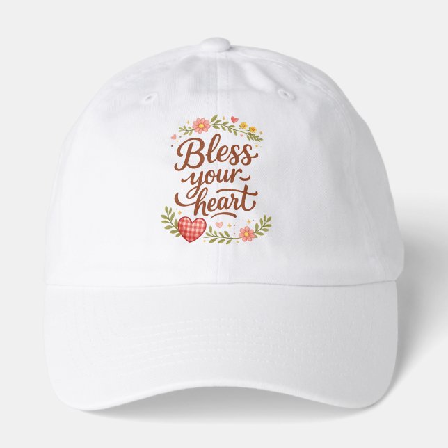 Bless Your Heart – Cozy Floral Quote Graphic Hat (Front)