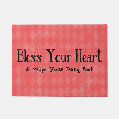 Bless Your Heart Faux Diamond Background Doormat