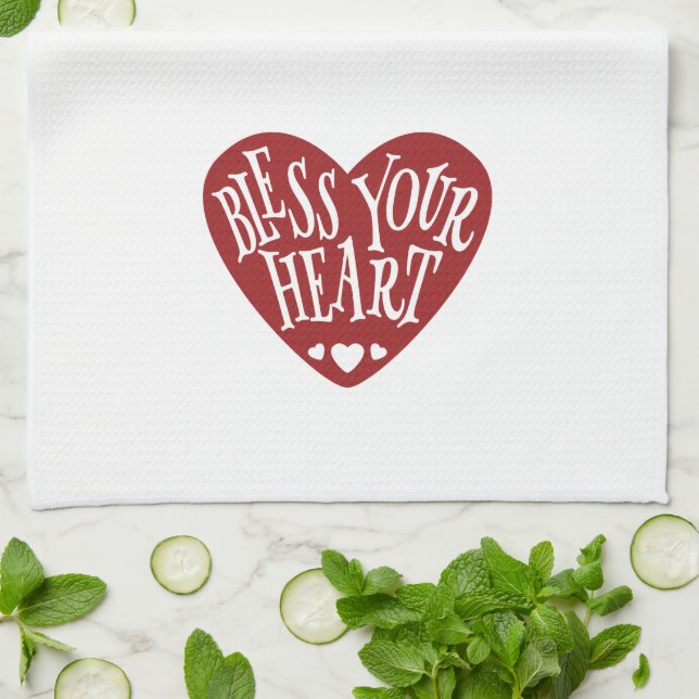 Bless Your Heart in Heart Kitchen Towel (Folded)