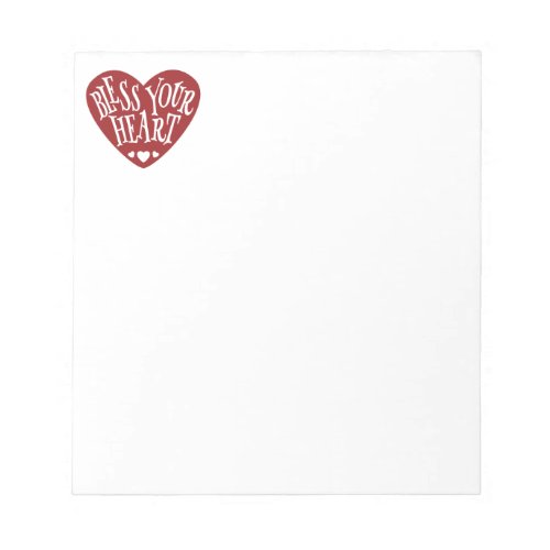 Bless Your Heart in Heart Notepad