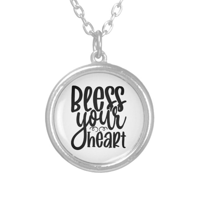 Bless Your Heart  Silver Plated Necklace (Front)
