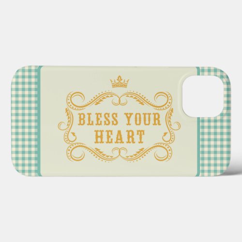 Bless Your Heart Southern Quote Gingham iPhone 13 Case