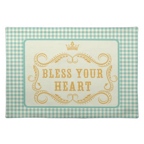 Bless Your Heart Southern Quote Gingham Cloth Placemat