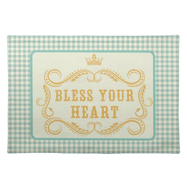 Bless Your Heart Southern Quote Gingham Cloth Placemat (Front)
