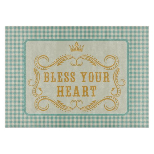 Bless Your Heart Southern Quote Gingham Cutting Board