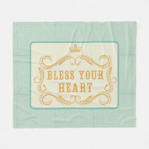 Bless Your Heart Southern Quote Gingham Fleece Blanket
