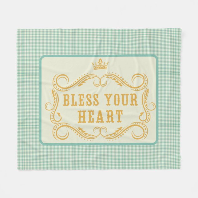 Bless Your Heart Southern Quote Gingham Fleece Blanket (Front (Horizontal))