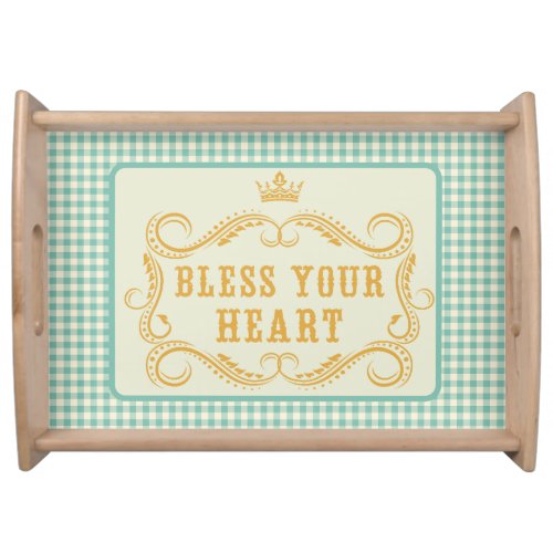 Bless Your Heart Southern Quote Gingham Serving Tray
