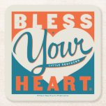 Bless Your Heart Square Paper Coaster<br><div class="desc">Anderson Design Group is an award-winning studio in Nashville, Tennessee. Founder Joel Anderson and his team of talented artists love to create classic-looking poster designs. ADG prints are often mistaken for vintage posters created in the early to mid-20th Century. That’s because Anderson Design Group goes to great lengths to create...</div>