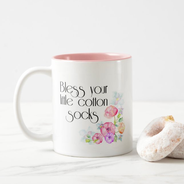 Bless your little Cotton Socks Two-Tone Coffee Mug (With Donut)