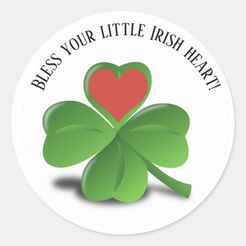 Bless Your Little Irish Heart Shamrock Classic Round Sticker