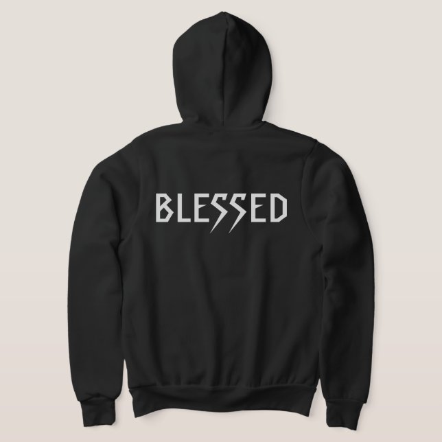 "BLESSED" 303TATTOO BLACK ZIP UP HOODIE (Laydown Back)