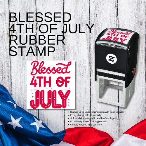 Blessed 4th of July Rubber Stamp