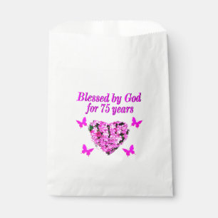 BLESSED 75TH BIRTHDAY FLORAL DESIGN FAVOR BAG