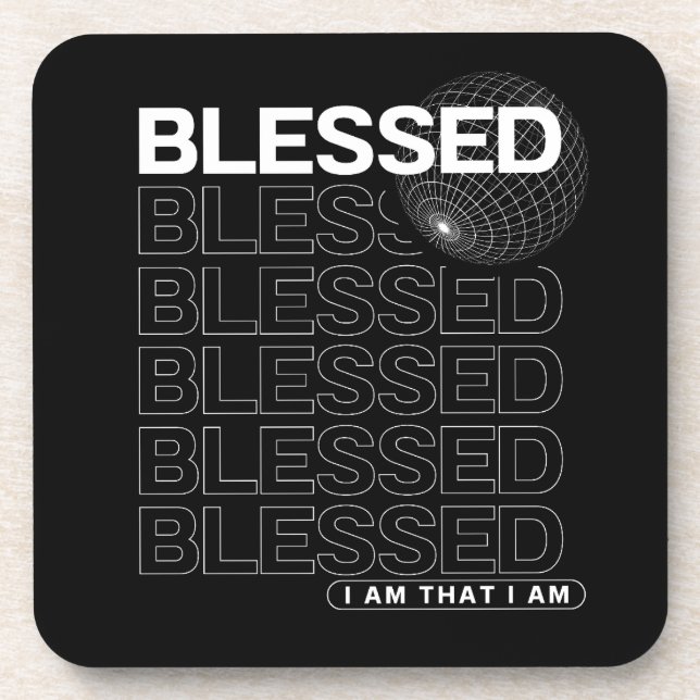 Blessed Affirmation Typography Beverage Coaster (Front)