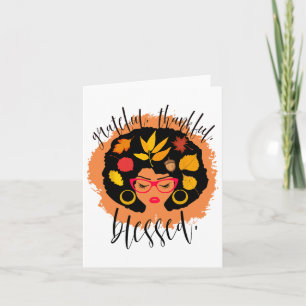 Blessed African American Thanksgiving Black Woman Card
