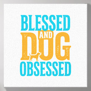 Blessed And Dog Obsessed Vintage Dog Lover Design_ Canvas Photo Tile