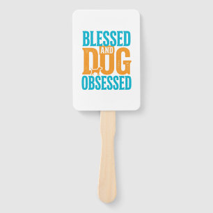 Blessed And Dog Obsessed Vintage Dog Lover Design_ Hand Fan