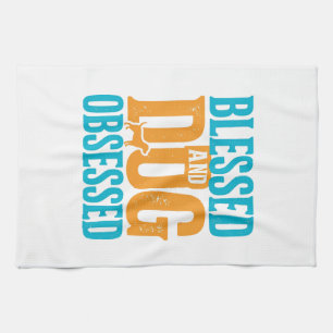 Blessed And Dog Obsessed Vintage Dog Lover Design_ Kitchen Towel