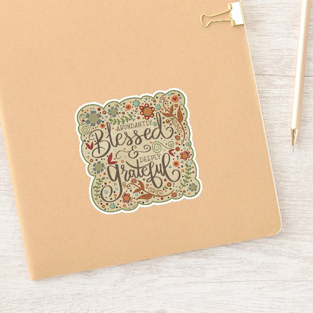 Blessed and Grateful Fun Folk Inspirivity Sticker (Notebook)